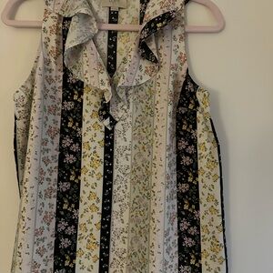 LOFT Multicolor Floral Striped Blouse